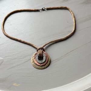 Elegant Gold and Copper Pendant Necklace